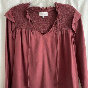 Bella Dahl maroon silky-feel blouse, size Medium